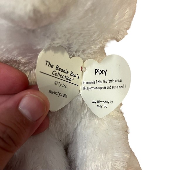 Ty Beanie Boos Medium Pixy White Rainbow Unicorn Stuffed Animal Plush 9" - Picture 3 of 4